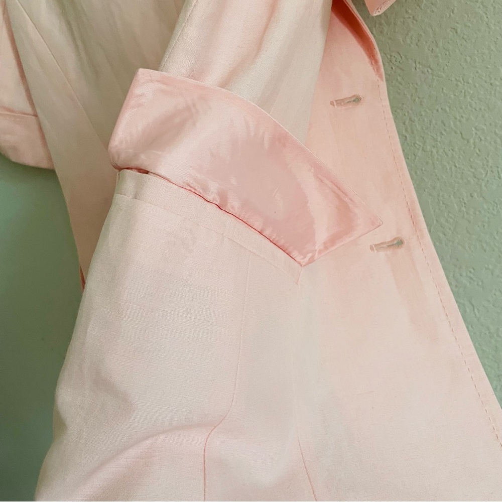 Laura Scott Pink Short Sleeve blazer size 12 business casual double button chic - Picture 8 of 8